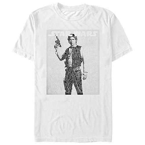 Men s Star Wars Han Solo Raised Text White T-Shirt - New XL