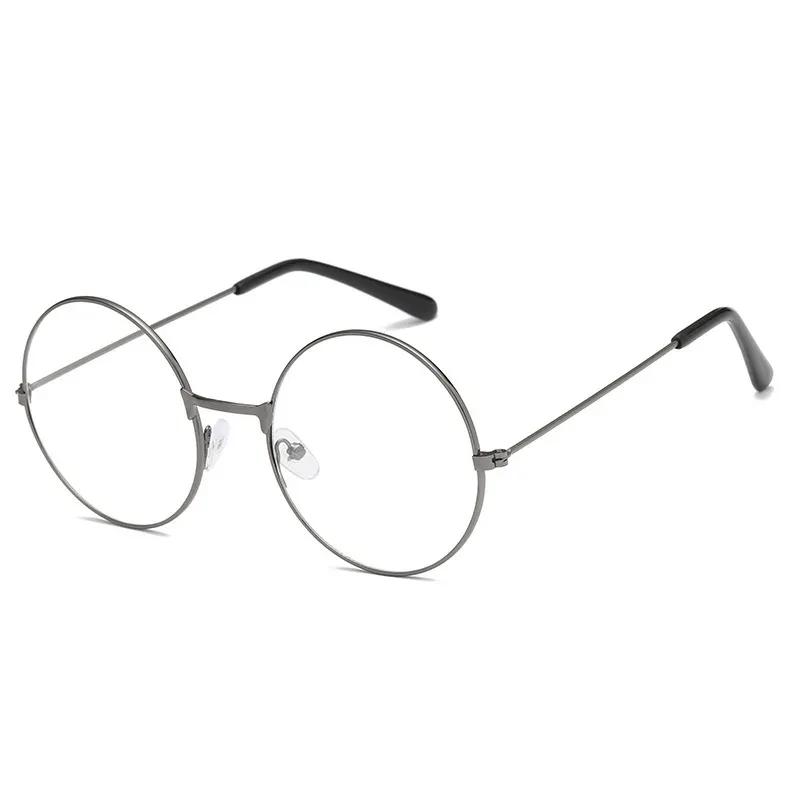 New Stylish Circular Retro Glasses Plain Eyeglasses Women Men Vintage Metal Round Frame Glasses Transparent Lens Quality