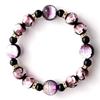 [GOLD STONE] Glowing Firefly Glass Marine Purple Pink Bracelet, Okinawa Power Stone, Inner Diameter: Approx. 19.5cm