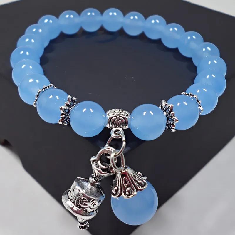 Fashion Pink Crystal Quartz Natural Stone Bracelet Elastic Reiki Healing Energy Strand Bangles Jewelry Beads Lovers Woman Gift
