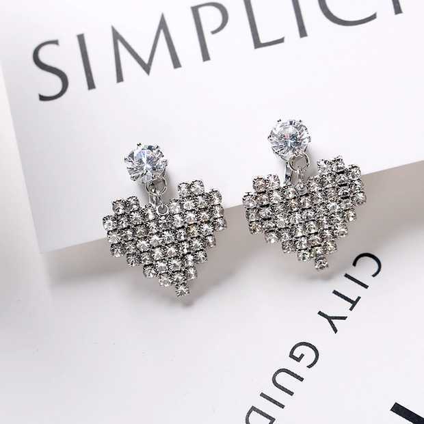 

Серьги для женщин Серьги с сердечками и кристаллами Простые серьги-гвоздики