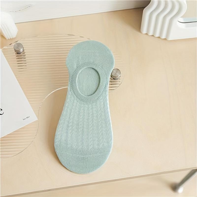 Women Invisible Socks Solid Color Knit Breathable Short Socks