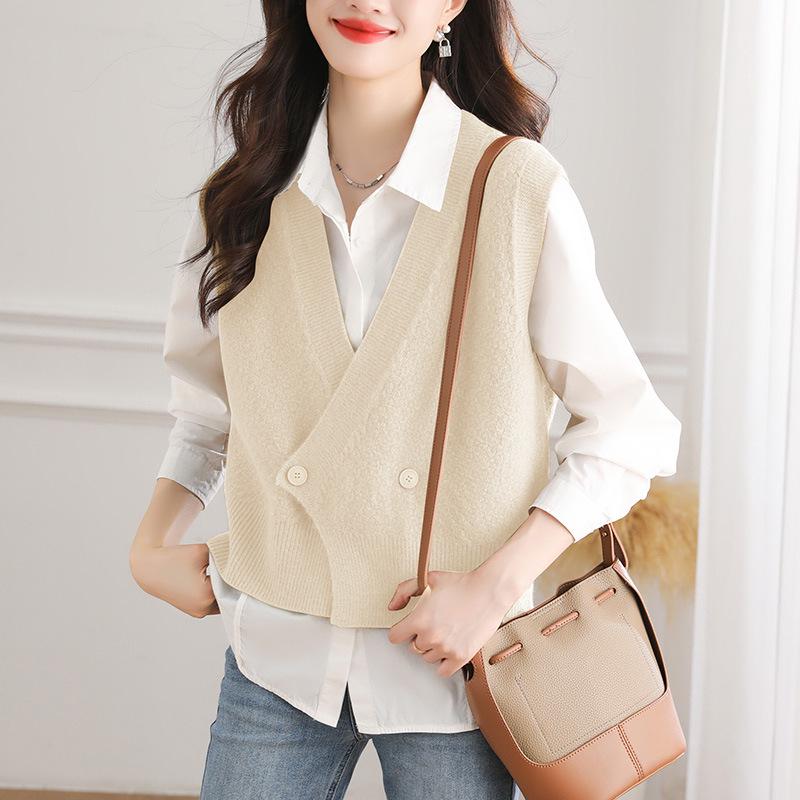 Trendy Women's Spring Knit Sweater Vest Cardigan