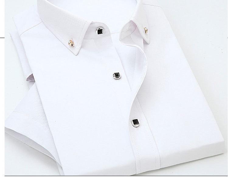 2024 Men's Slim Fit Short-Sleeve Shirt - Solid Color, Casual/Business Professional