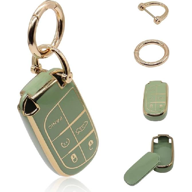 Elegananccy For Jeep Key Fob Cover, Soft Full Protection Key Case Shell Compatible With Jeep Smart Key 3 4 5 Buttons Protector (White)