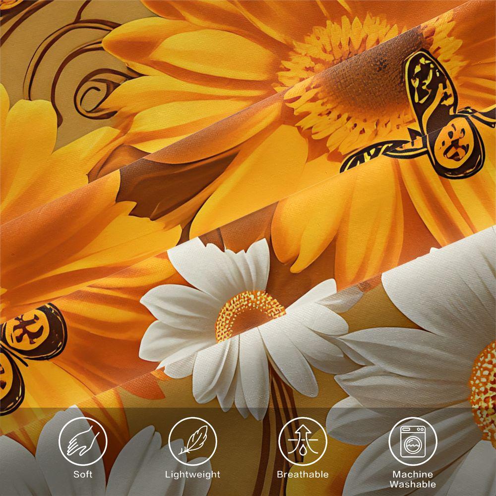 Sunflower Butterfly Floral Print Duvet Cover Set Comforter Cover Bedding Set No Filler Boho Adult Bedroom Soft Bedding Decor