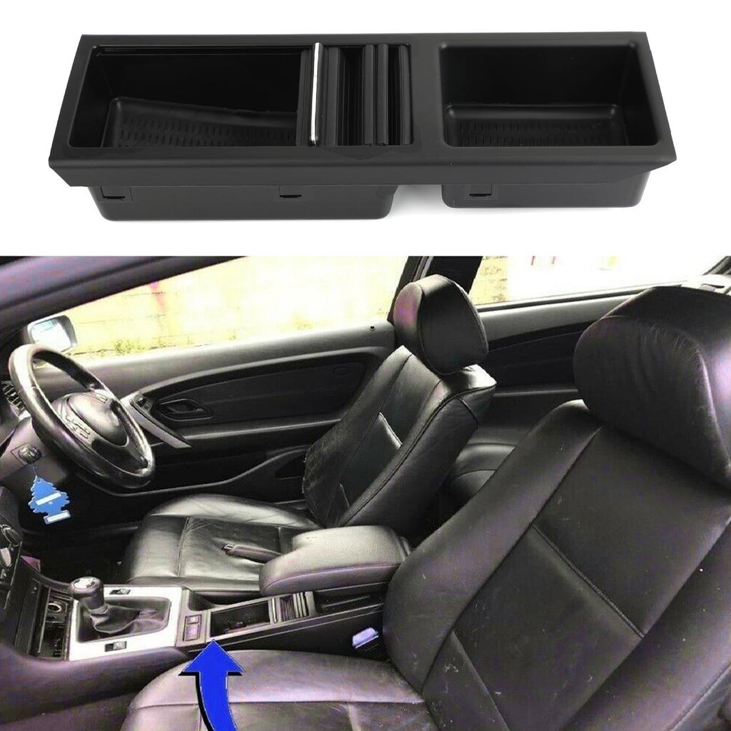 Svart Förvaringsfack med Mugghållare i Mittkonsolen Passar För BMW E46 3-serie 1998-2007