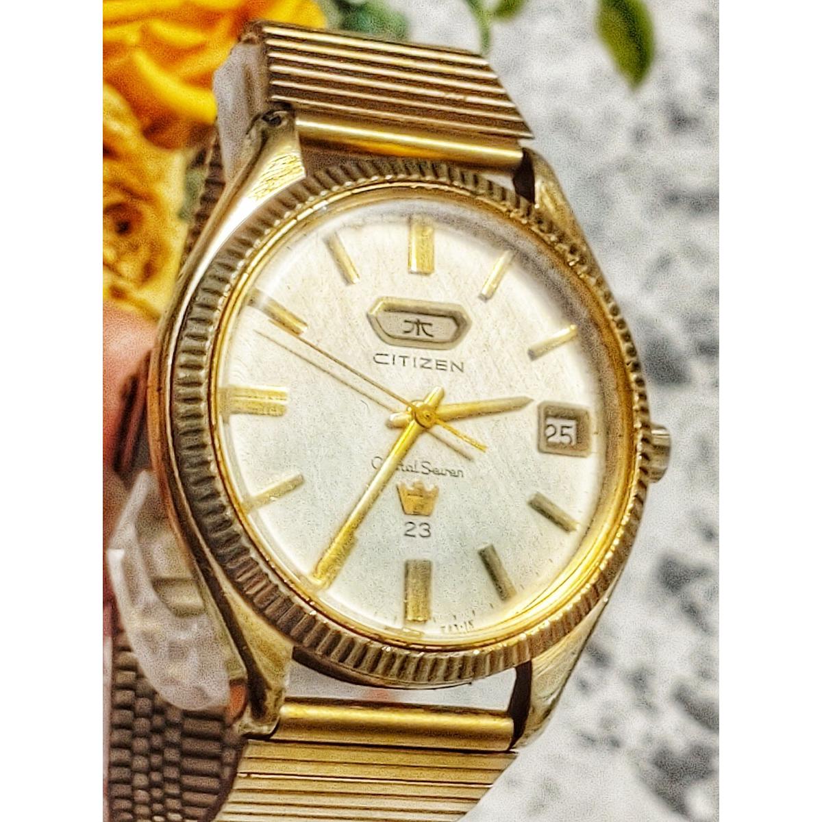 Working item CITIZEN Citizen Crystal Seven 23 jewels men s watch automatic winding gold day date vintage Crystal Seven