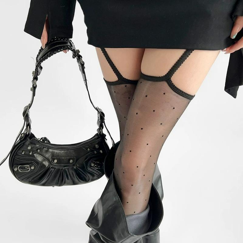 Schwarze Polka-Dot-Strumpfhosen Ultra-Dünn Glänzend Transparent Strumpfhosen Mit Halterung Strumpfhosen Für Damen Sommer Sexy Strumpfhosen