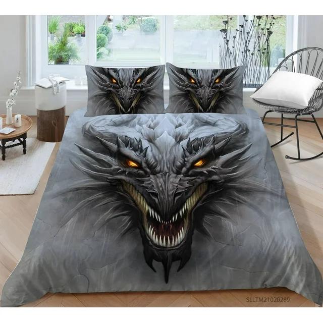 3D Phoenix Flame Bedding Set for Boys and Men Down Duvet Cover Pillowcases 2/3pcs King Queen Double Bed Cover Gift