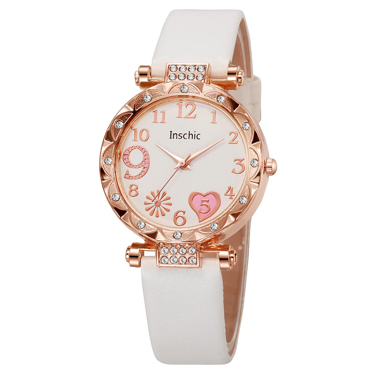 

New Lovely Diamond Heart Leather Strap Women s Quartz Watch for Christmas and Halloween Gifts белый