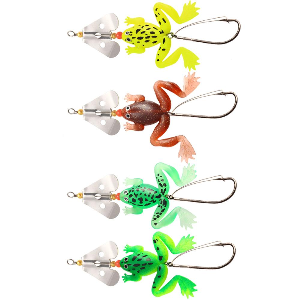 4PCS Frog Soft Baits Shad Soft Lure Jigging Spoon Lure Fishing Lure Bait Prop Topwater Catfish Silicone Artificial Wobblers