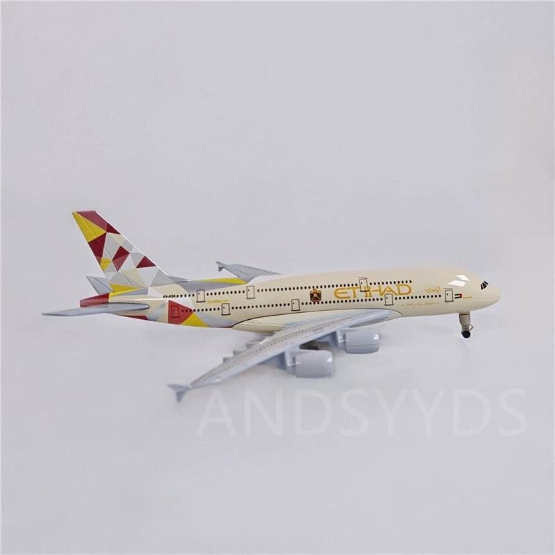 A380 20cm Etihad Plane Diecast Metal Alloy Air Airlines 1/400 Scale Airplane With Stand Model Miniature Aircraft Collected Gifts