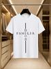 2026 New Arrival 100 Cotton Tshirt Cross Split Dios Familia Spanish Letter Print Religious Style Crew Neck Casual Short Sleeve