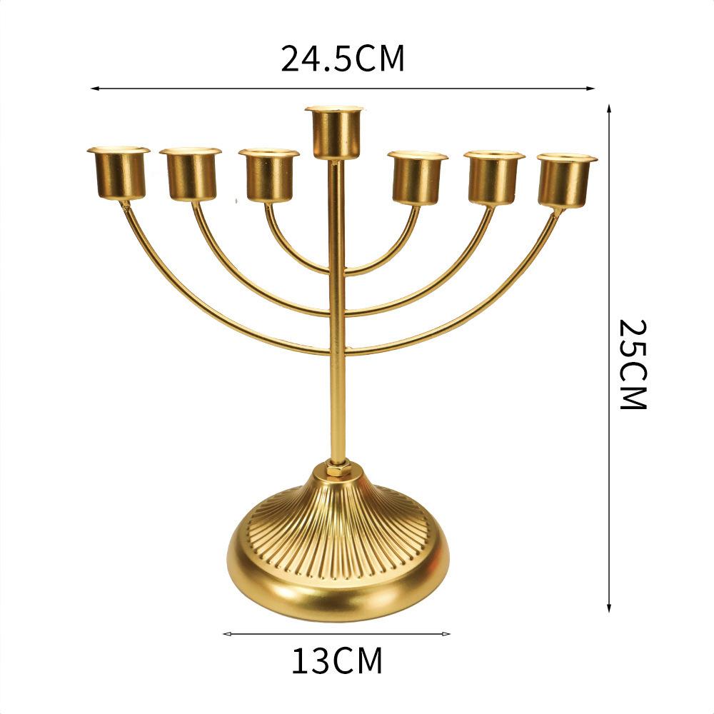 

Gold Metal Menorah Hanukkah Candle Holder Traditional Jewish Festival Home Dining Table Wedding Decorative Candelabra Gift золотистый