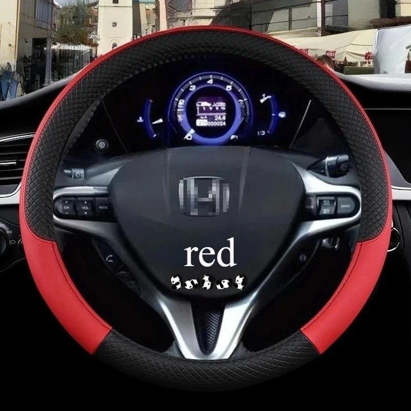 Car Steering Wheel Cover for Honda Civic 2004 2006 2007 2008 2009 2012 2013 2014 2015 PU Leather Non-slip AAccessories 38cm Size