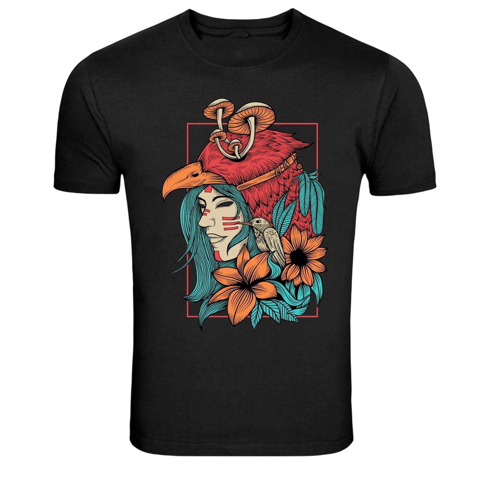 Mystic Woman With Raven Headdress Graphic T-Shirt 4XL