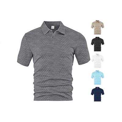 Europäische und amerikanische Herrenbekleidung Sommer dünn locker atmungsaktiv lässig einfarbig Jacquard Revers kurzärmliges Herren-Polohemd