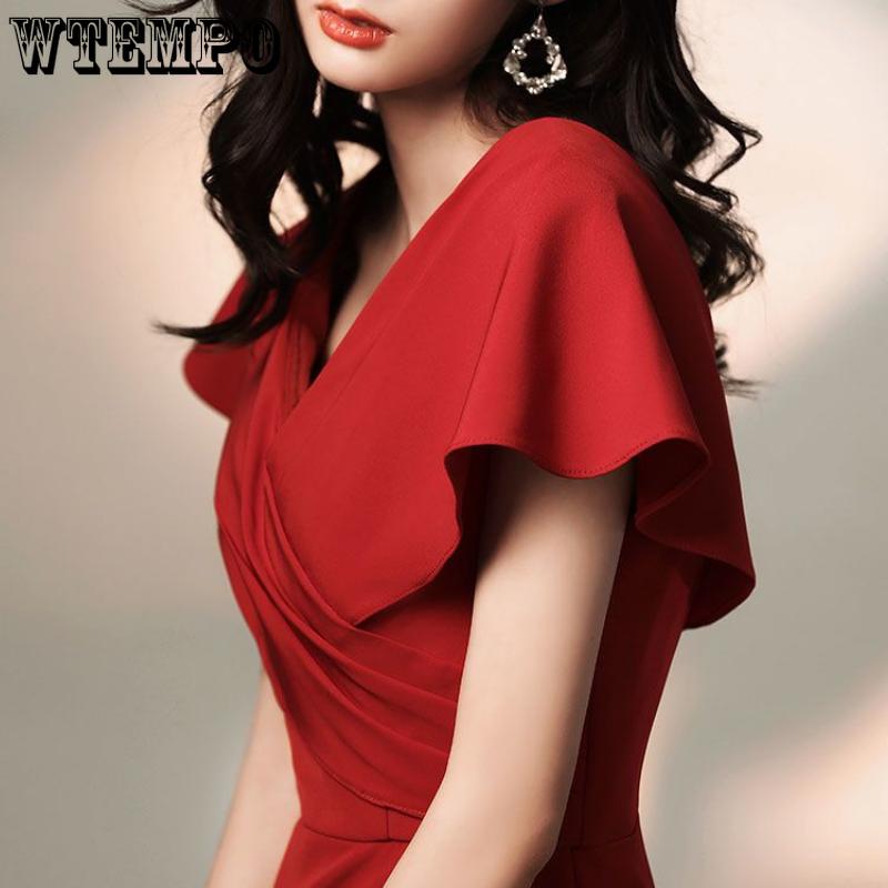 WTEMPO Dámské šaty Sexy vysoký rozparek Hluboký výstřih Šaty rybího střihu Boky Pas Skinny šaty Ramínka Průstřihy Společenské šaty