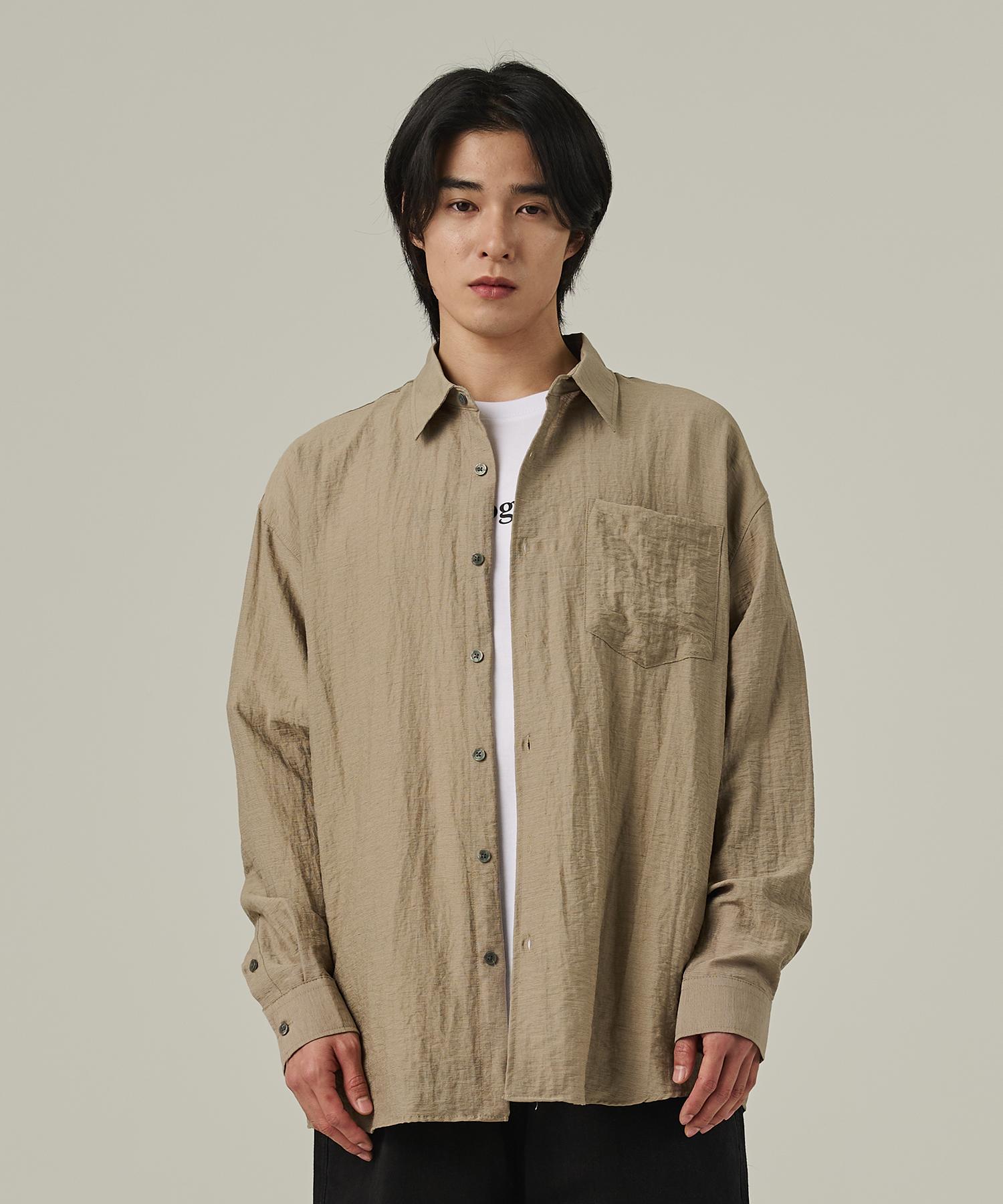 Analog Mood Linen Oversized Shirt (Light Brown) Free