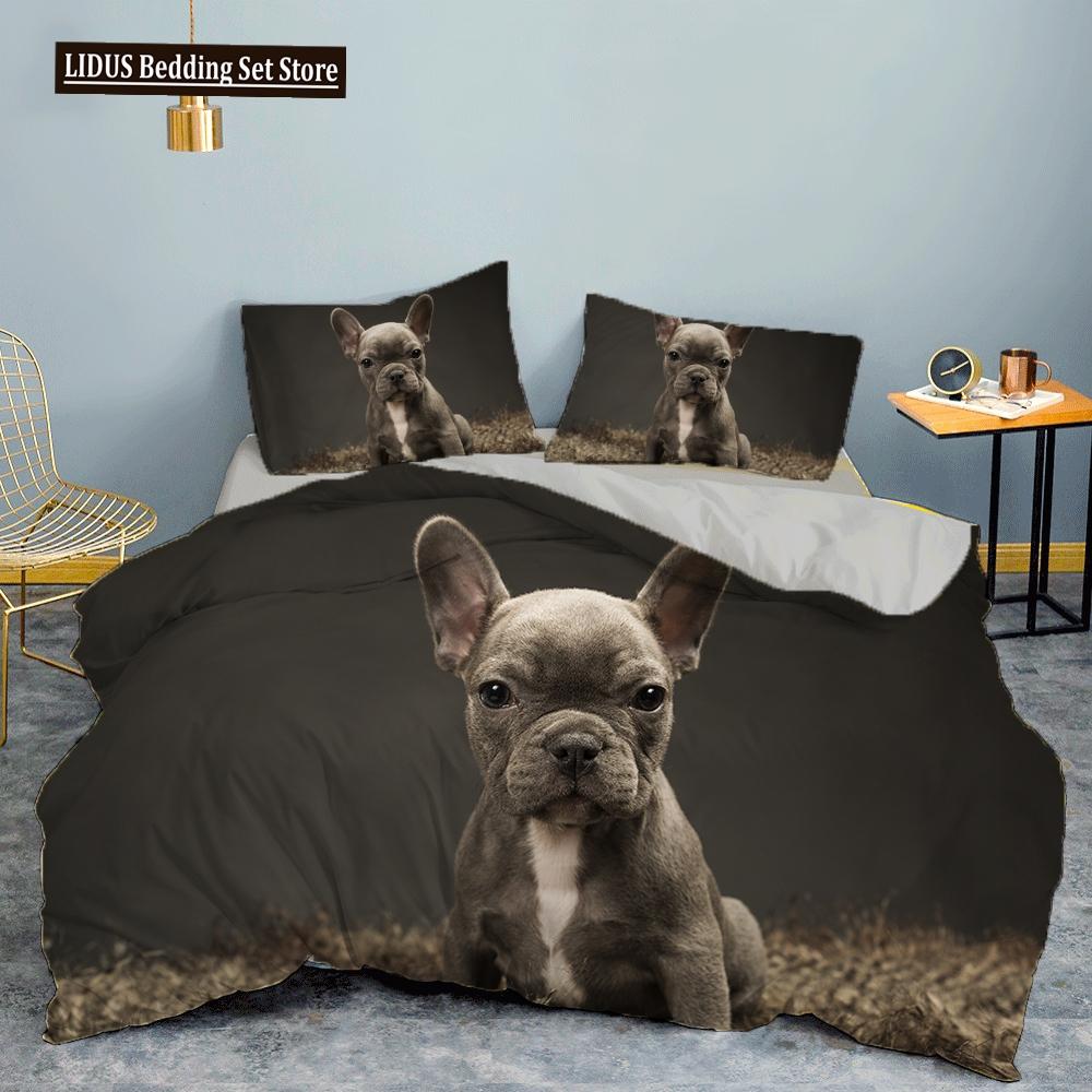 English Bulldog Duvet Cover Puppy Resting On A Sofa Funny Animal Photography Canine Decorative Seal Brown White Brown For Adults