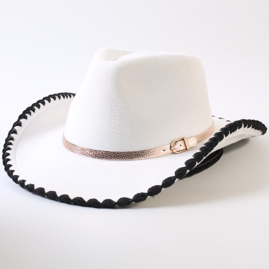 Popular European and American classic retro western cowboy hats, men's and women's fashion high-end peach heart top hats