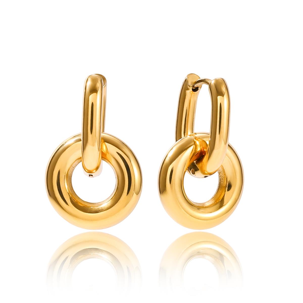 

Trendy Gold Silver Color Round Hoop Earrings for Women Minimalist Stainless Steel Circle Dangle Earrings Fashion Jewelry Gifts золотой