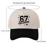 Retro Color Blocked Baseball Cap,Unisex 67 Six Seven   Breathable and Versatile Sun Shading Duckbill Cap