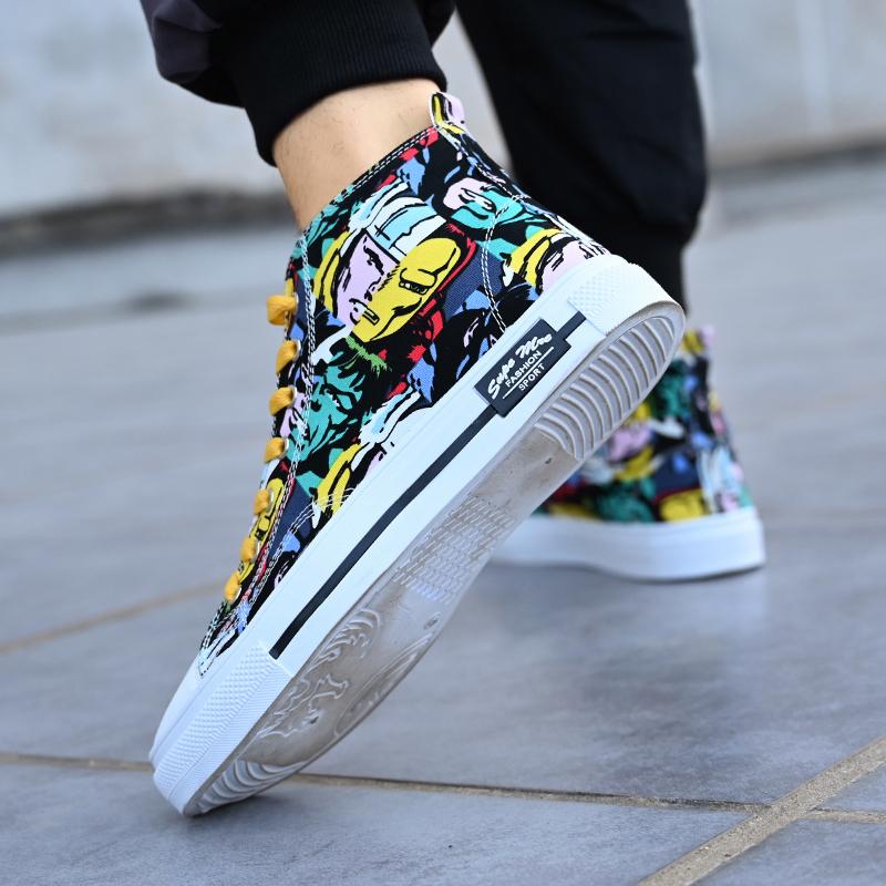 Men 's Graffiti Canvas Shoes Street Art Graffiti High Top Sneakers Casual Custom Made Shoes Customize Shoe Children and Adults