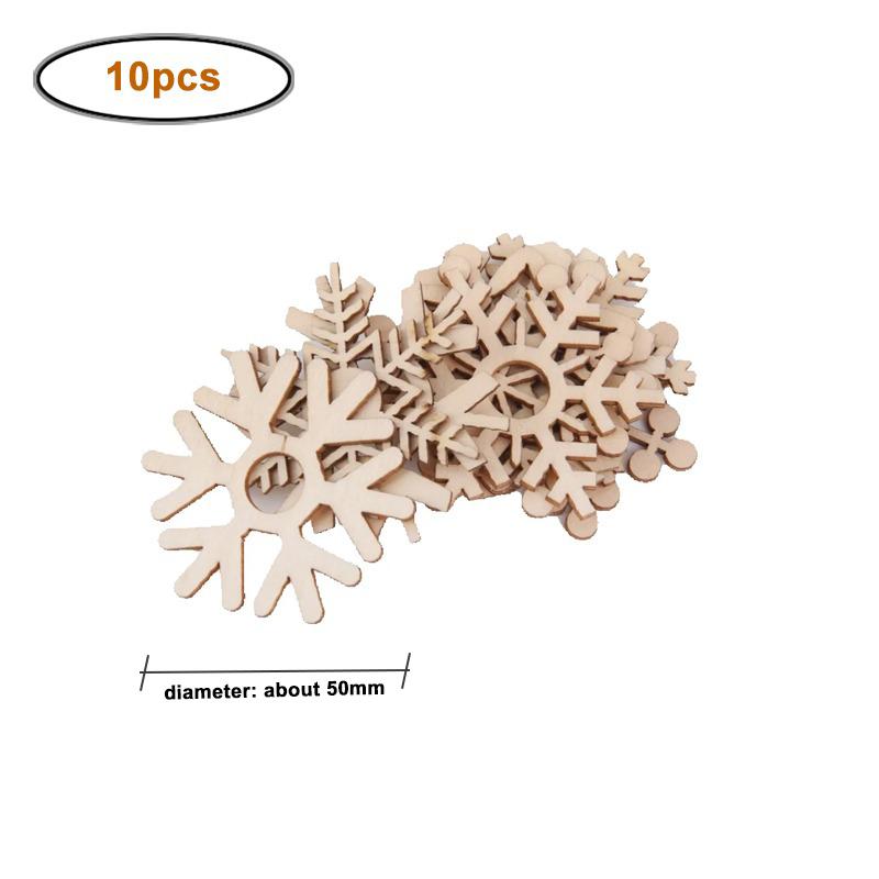 

10pcs/lot Christmas Unfinished Wooden Snowflake Ornaments Snowflakes Hanging Cutouts Slices with Cord Craft for Xmas Decor