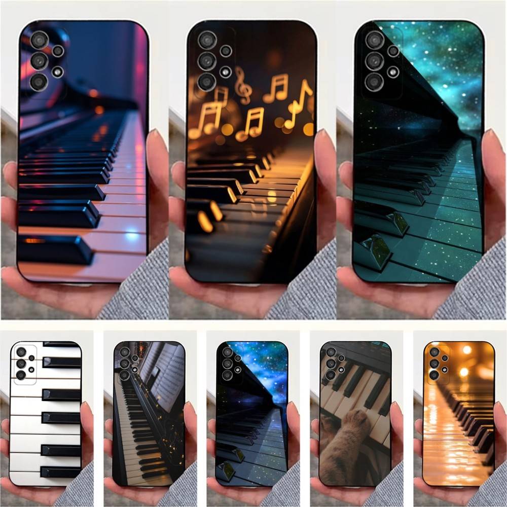 Keyboard Art Piano Phone Case For Samsung S25,S24,S23,S22,S20,S21,S10,Ultra,Plus,Lite,FE,Soft Silicone Black Cover