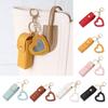 PU Leather Lipstick Bag Keychain Heart Pendant Mini Portable Key Chain Keyring