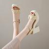 Sandalen mit hohen Absätzen Damen weiche Sohle Sommer neu Oberbekleidung Feenstil Wortgürtel mit Rock dicker Absatz wasserdichte Plateauschuhe