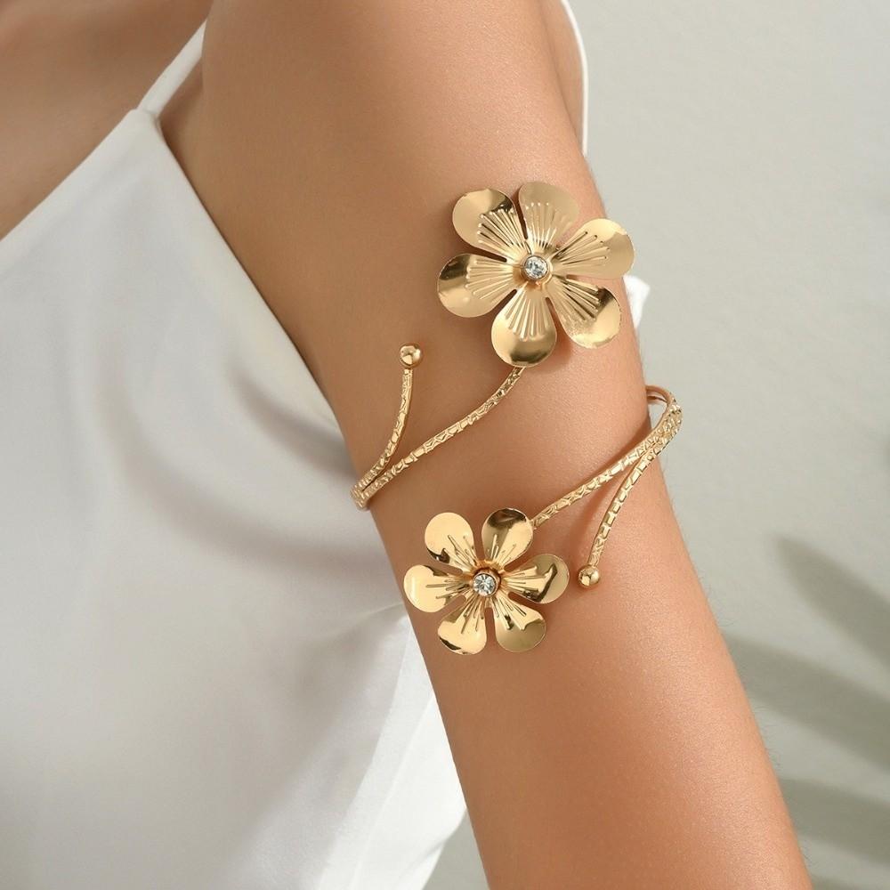 Bohemia Style Flower Bracelet Floral Armband Elegant Open Arm Bangle  Gift