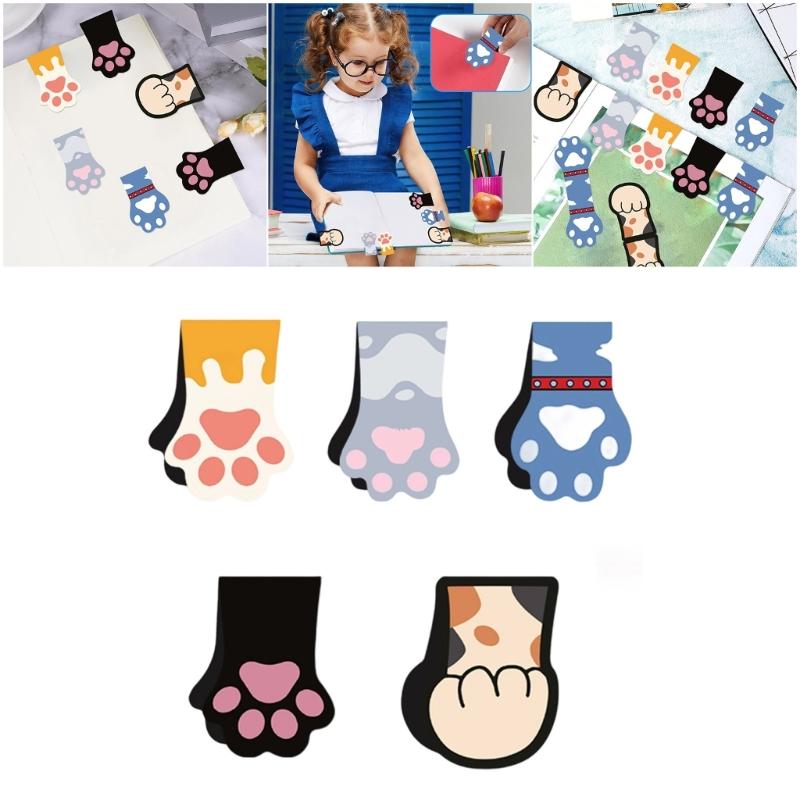 5Pcs PVC Magnetic Bookmarks Kitten Paws Magnetic Book Page Clip Thoughtful Present For Book Lover Teacher Reader Friend