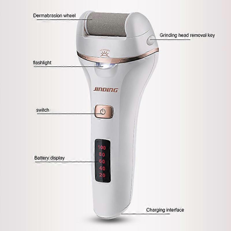 Electric Foot File Rechargeable Callus Hard Skin Remover Feet Pedicure 2 Speeds