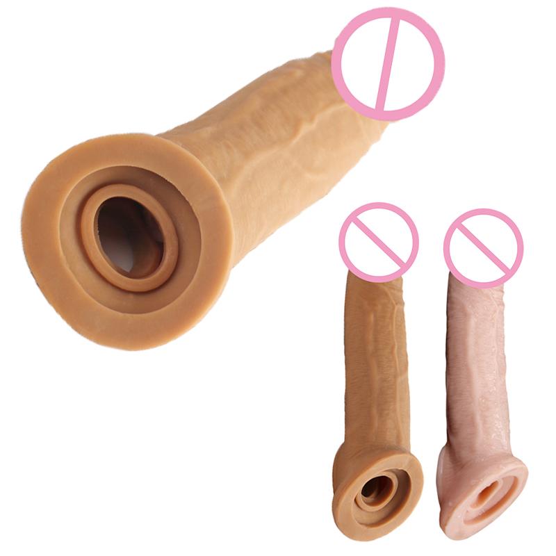 Wiederverwendbarer Penis-Seelve-Extender, Penisvergrößerung, Verzögerung der Ejakulation, realistischer Dick Sleeve Girth Enhancer, Sexspielzeug für Männer