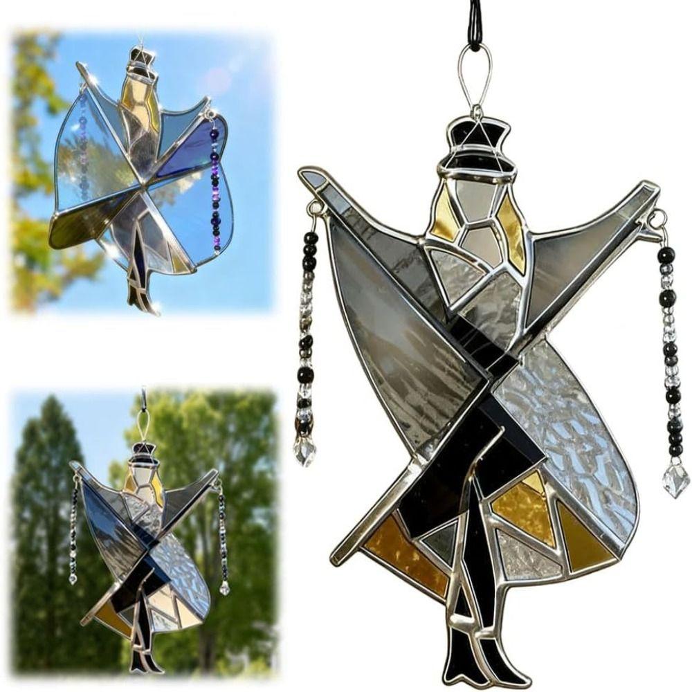 Handgjord Färgat Glas Spinner Färgrik Dansande Kung Mönster Vinddriven Dekor Hängande Stil Akryl Memphis Melodi Spinner