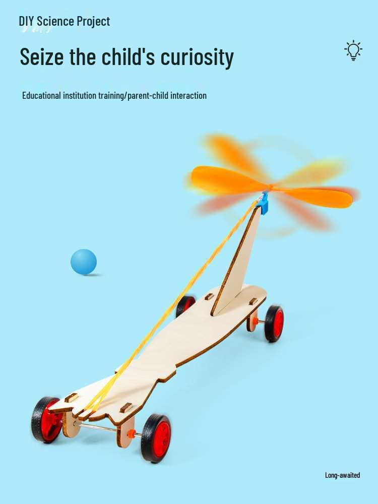 DIY Wind-Powered Rubber Band Car Kit: Fun Physics Teaching Aid & Science Experiment