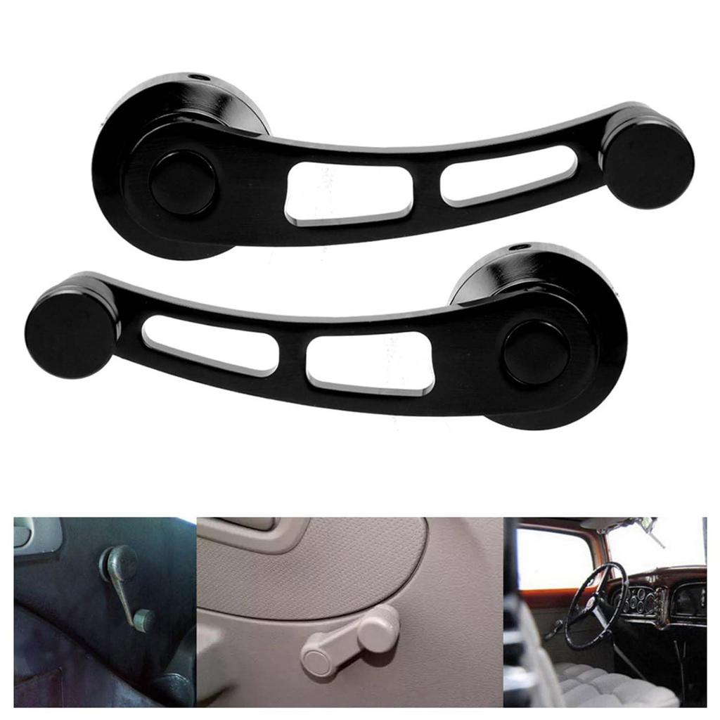 Window Handle 2pcs Alloy Window Handle Riser Winder Crank for Chevrolet Classic Car (Black)