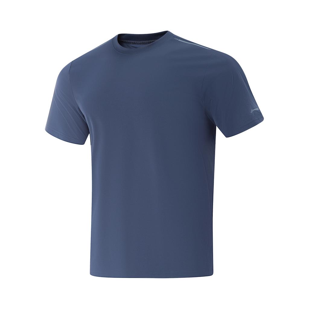 Li Ning Fitness Series Casual Sports Versatile Comfortable Breathable Short Sleeve T-Shirt Men Tops Dark-Indigo ATSV509-8
