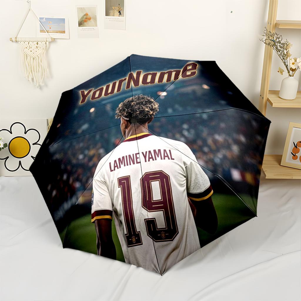 Lamine Yamal Ombrello Personalizza il Tuo Nome Compatto da Viaggio Automatico con 8 Stecche Design Compatto Essenziale da Viaggio Accessorio alla Moda