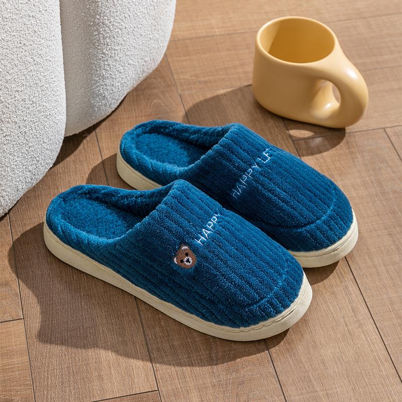 Cotton Slippers Women's Spring, Autumn and Winter Indoor Home Use Non-slip Confinement Shoes Thick-soled Home Warmth Couple Men