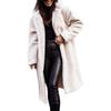 Winter Plush Hooded Long Coat Women Solid Color Long Sleeve Autumn Single Button