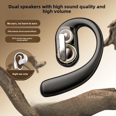 Auriculares Bluetooth de un solo oído con doble altavoz no se ajustan al oído, auriculares Bluetooth deportivos colgantes para la oreja, inalámbricos, de alta calidad de sonido