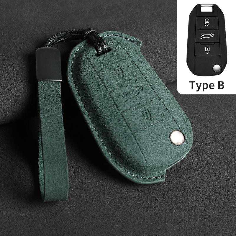 In Stock Cross-Border Factory Key Fob Covers for Peugeot 508L 4008 408X 308 5008 Suede Car Keychain Accessories