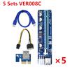 5 Sets 60CM Ver008C PCI-E Riser Card PCI-E 1X To 16X Power Cable USB 3.0 Cable
