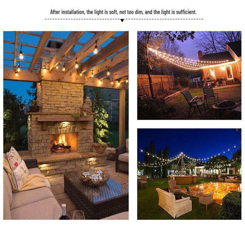 S14 Outdoor Waterproof LED Tent String Lights - High Brightness Pendant for Garden & Courtyard Decor