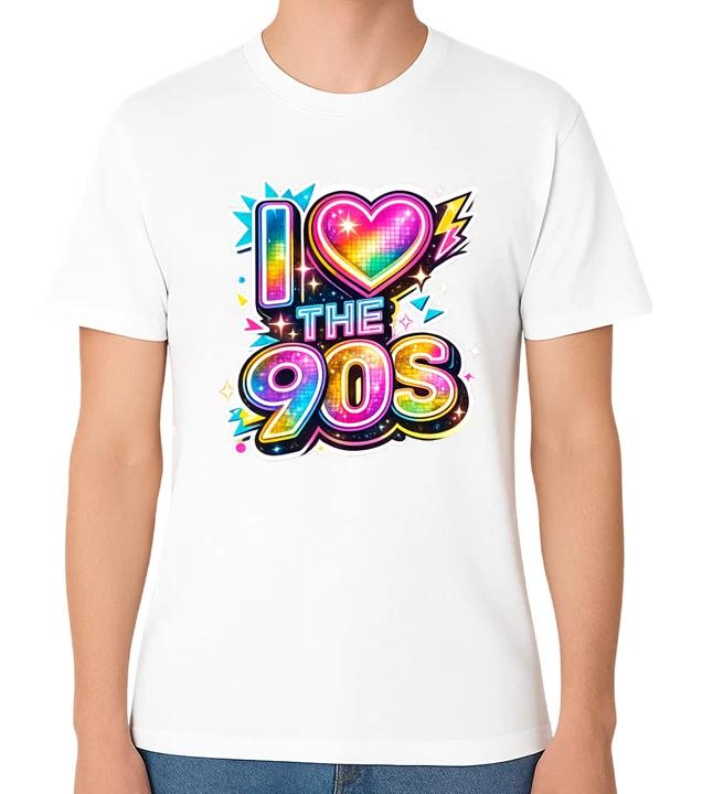 I Love the 90s T-Shirt Retro Neon Pop Culture Graphic 1990s Unisex Tee XS