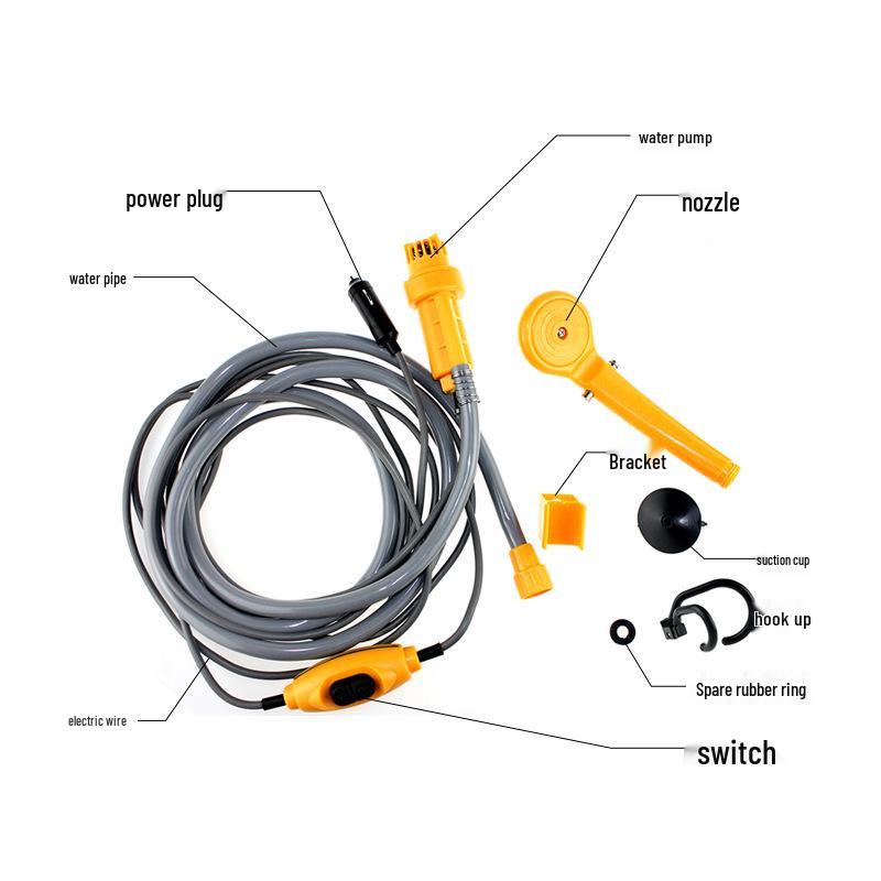 Przenośna głowica prysznicowa samochodowa 12V na kemping na świeżym powietrzu